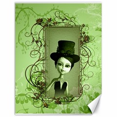 Cute Girl With Steampunk Hat And Floral Elements Canvas 18  x 24  