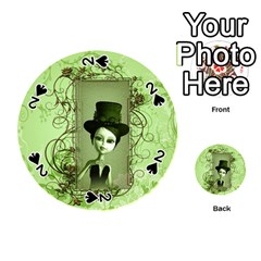 Cute Girl With Steampunk Hat And Floral Elements Playing Cards 54 (Round) 