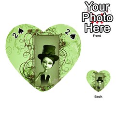 Cute Girl With Steampunk Hat And Floral Elements Playing Cards 54 (Heart) 