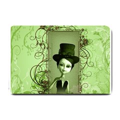 Cute Girl With Steampunk Hat And Floral Elements Small Doormat 