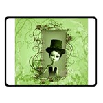 Cute Girl With Steampunk Hat And Floral Elements Fleece Blanket (Small) 50 x40  Blanket Front