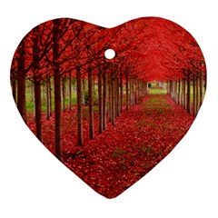 Avenue Of Trees Heart Ornament (2 Sides) by trendistuff