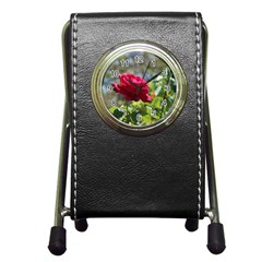 Red Rose 1 Pen Holder Desk Clocks