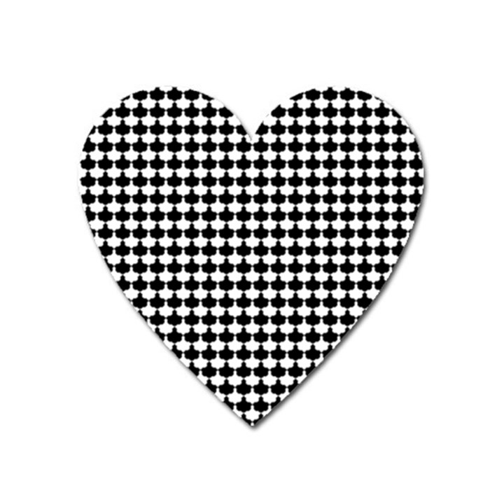 Black And White Scallop Repeat Pattern Heart Magnet