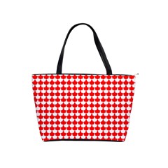 Red And White Scallop Repeat Pattern Shoulder Handbags