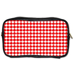 Red And White Scallop Repeat Pattern Toiletries Bags by PaperandFrill