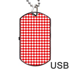 Red And White Scallop Repeat Pattern Dog Tag Usb Flash (two Sides)  by PaperandFrill