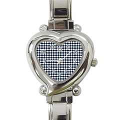 Navy And White Scallop Repeat Pattern Heart Italian Charm Watch by PaperandFrill