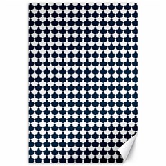 Navy And White Scallop Repeat Pattern Canvas 12  X 18   by PaperandFrill