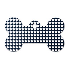 Navy And White Scallop Repeat Pattern Dog Tag Bone (one Side) by PaperandFrill