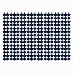 Navy And White Scallop Repeat Pattern Large Glasses Cloth (2-side) by PaperandFrill