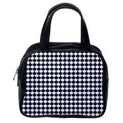 Navy And White Scallop Repeat Pattern Classic Handbags (one Side)