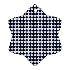 Navy And White Scallop Repeat Pattern Snowflake Ornament (2-side)