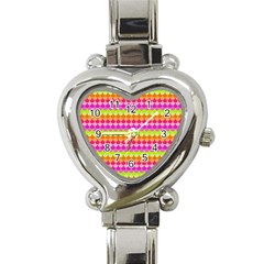 Scallop Pattern Repeat In ‘la’ Bright Colors Heart Italian Charm Watch by PaperandFrill