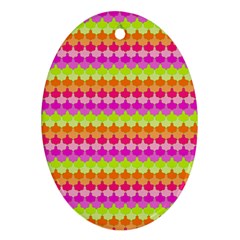 Scallop Pattern Repeat In ‘la’ Bright Colors Oval Ornament (two Sides)