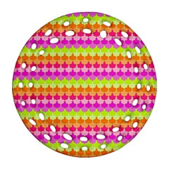 Scallop Pattern Repeat In ‘la’ Bright Colors Round Filigree Ornament (2side)