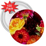 BUNCH OF FLOWERS 3  Buttons (100 pack) 