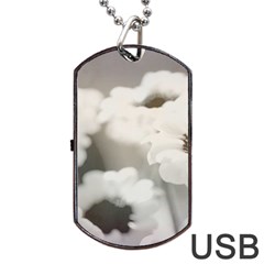 Black And White Flower Dog Tag Usb Flash (one Side) by trendistuff