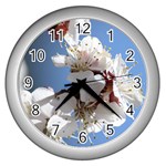 APRICOT BLOSSOMS Wall Clocks (Silver) 