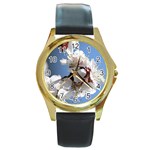 APRICOT BLOSSOMS Round Gold Metal Watches