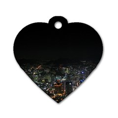 Seoul Night Lights Dog Tag Heart (two Sides) by trendistuff