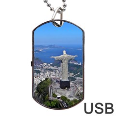 Christ On Corcovado Dog Tag Usb Flash (one Side) by trendistuff