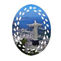 Christ On Corcovado Ornament (oval Filigree)  by trendistuff