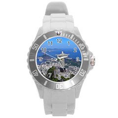 Christ On Corcovado Round Plastic Sport Watch (l) by trendistuff