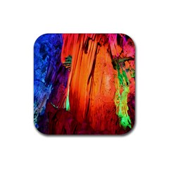 Reed Flute Caves 4 Rubber Coaster (square)  by trendistuff