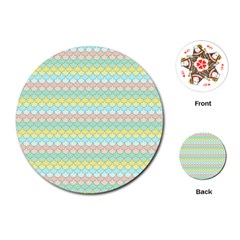 Scallop Repeat Pattern In Miami Pastel Aqua, Pink, Mint And Lemon Playing Cards (round)  by PaperandFrill