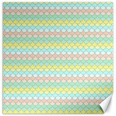 Scallop Repeat Pattern In Miami Pastel Aqua, Pink, Mint And Lemon Canvas 12  X 12   by PaperandFrill