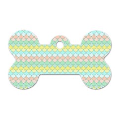 Scallop Repeat Pattern In Miami Pastel Aqua, Pink, Mint And Lemon Dog Tag Bone (one Side) by PaperandFrill