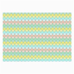 Scallop Repeat Pattern In Miami Pastel Aqua, Pink, Mint And Lemon Large Glasses Cloth (2-side) by PaperandFrill