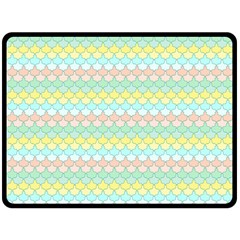 Scallop Repeat Pattern In Miami Pastel Aqua, Pink, Mint And Lemon Fleece Blanket (large) 