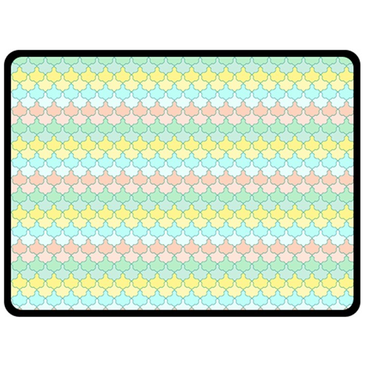 Scallop Repeat Pattern in Miami Pastel Aqua, Pink, Mint and Lemon Fleece Blanket (Large) 