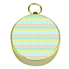 Scallop Repeat Pattern In Miami Pastel Aqua, Pink, Mint And Lemon Gold Compasses by PaperandFrill