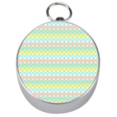 Scallop Repeat Pattern In Miami Pastel Aqua, Pink, Mint And Lemon Silver Compasses by PaperandFrill