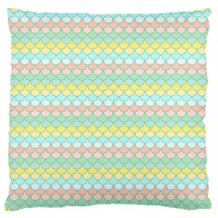 Scallop Repeat Pattern In Miami Pastel Aqua, Pink, Mint And Lemon Large Flano Cushion Cases (two Sides) 