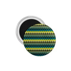 Scallop Pattern Repeat In  new York  Teal, Mustard, Grey And Moss 1 75  Magnets