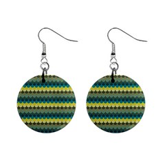 Scallop Pattern Repeat In  new York  Teal, Mustard, Grey And Moss Mini Button Earrings by PaperandFrill