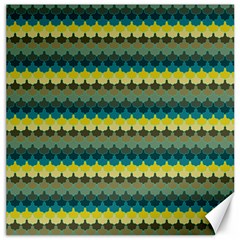 Scallop Pattern Repeat In  new York  Teal, Mustard, Grey And Moss Canvas 16  X 16   by PaperandFrill