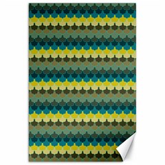 Scallop Pattern Repeat In  new York  Teal, Mustard, Grey And Moss Canvas 20  X 30   by PaperandFrill