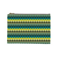 Scallop Pattern Repeat In  new York  Teal, Mustard, Grey And Moss Cosmetic Bag (large)  by PaperandFrill