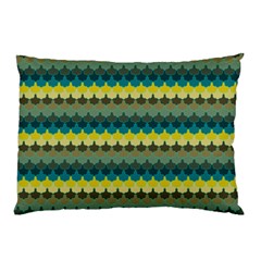 Scallop Pattern Repeat In  new York  Teal, Mustard, Grey And Moss Pillow Cases (two Sides)