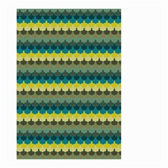 Scallop Pattern Repeat In  new York  Teal, Mustard, Grey And Moss Small Garden Flag (two Sides)