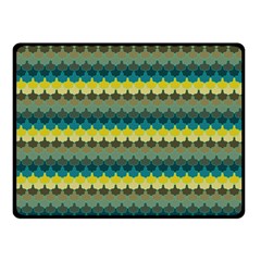 Scallop Pattern Repeat In  new York  Teal, Mustard, Grey And Moss Double Sided Fleece Blanket (small)  by PaperandFrill