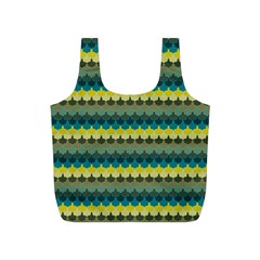 Scallop Pattern Repeat In  new York  Teal, Mustard, Grey And Moss Full Print Recycle Bags (s)  by PaperandFrill