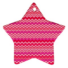 Valentine Pink And Red Wavy Chevron Zigzag Pattern Ornament (star) 