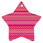 Valentine Pink and Red Wavy Chevron ZigZag Pattern Ornament (Star)  Front