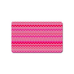 Valentine Pink And Red Wavy Chevron Zigzag Pattern Magnet (name Card) by PaperandFrill